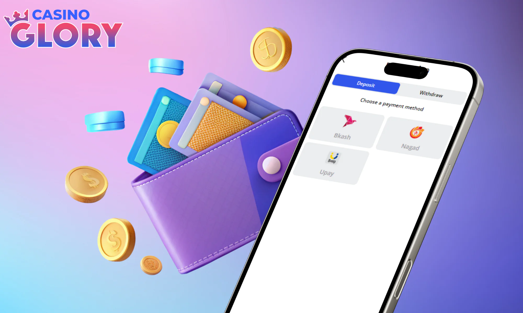 Glory Casino geniş yelpazede kullanışlı ve hızlı bankacılık seçenekleri sunuyor