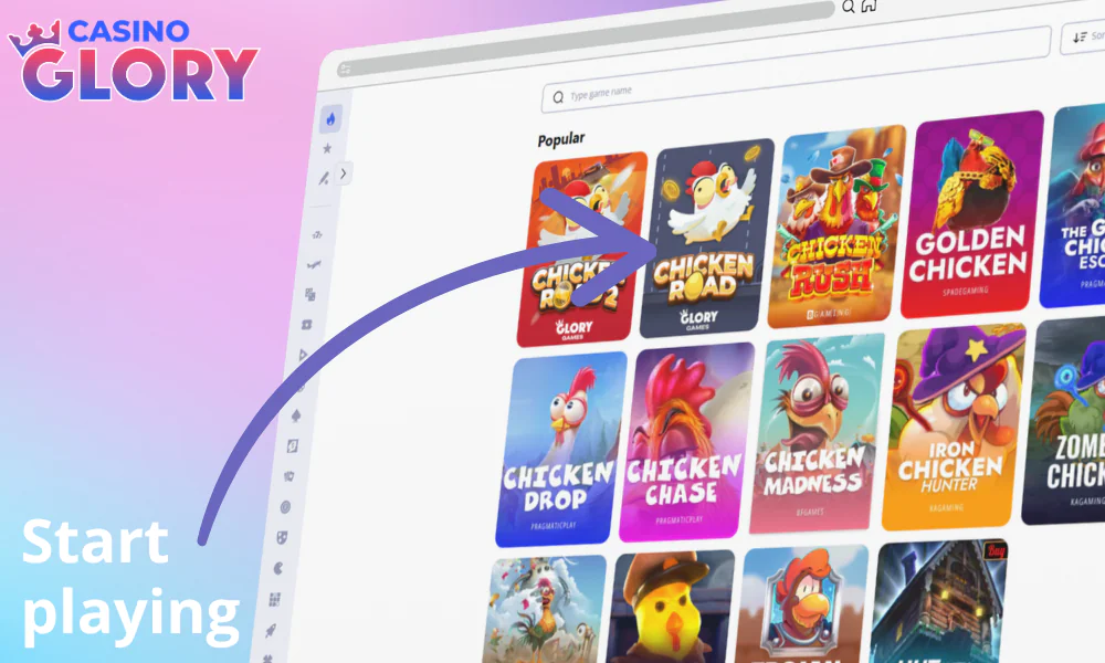 Step-by-step instructions for starting the game Chicken Road